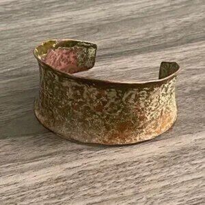 Vintage Brass Cuff Bracelet Patina Grandmacore Retro